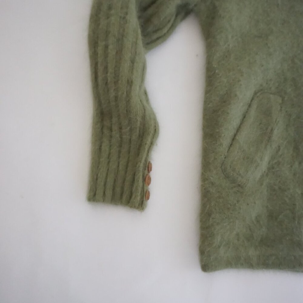 Vintage Carrie A Lee Olive Green Angora Button Up Sweater Cardigan M L - Picture 8 of 9
